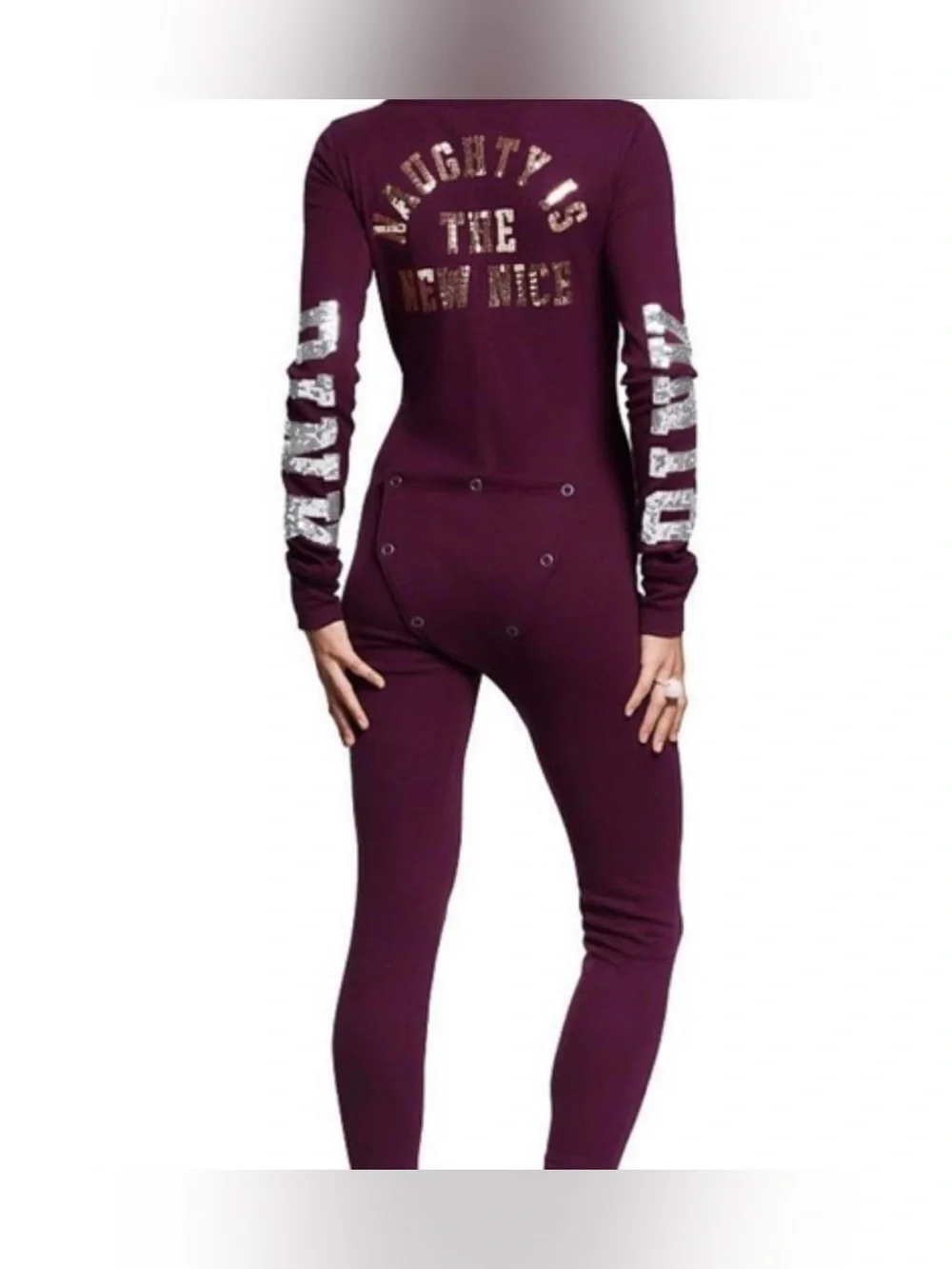 Victoria's Secret PINK Bling Thermal Long Jane One Piece Onesie Pajama Size S